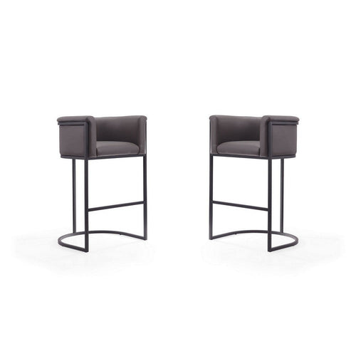 Cosmopolitan 37.8 in. Pebble and Black Metal Barstool (Set of 2)
