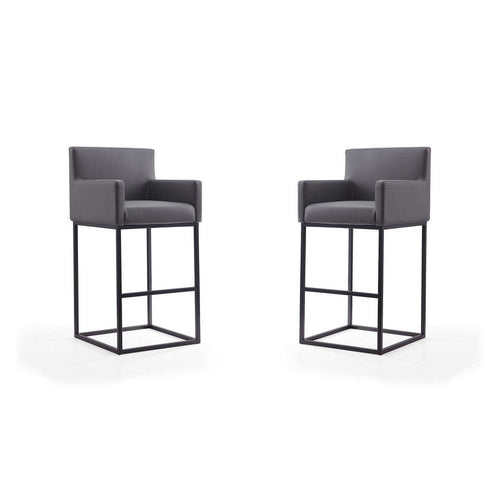 Ambassador 42 in. Grey and Black Metal Barstool (Set of 2)