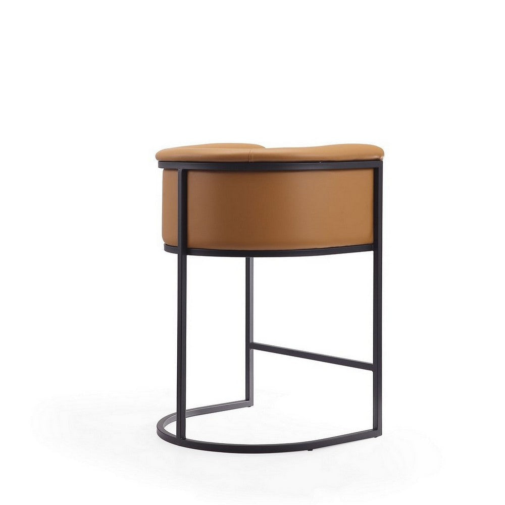 Cosmopolitan 33.8 in. Camel and Black Metal Counter Height Bar Stool (Set of 2) MHC-2-CS008-CL