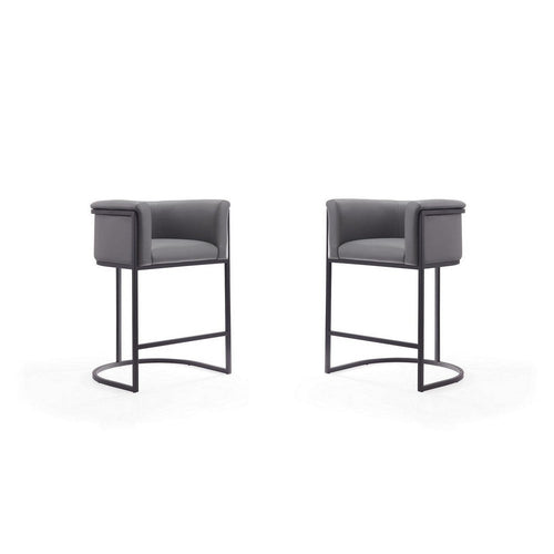Cosmopolitan 33.8 in. Grey and Black Metal Counter Height Bar Stool (Set of 2)