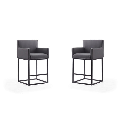 Ambassador 38 in. Grey and Black Metal Counter Height Bar Stool (Set of 2)