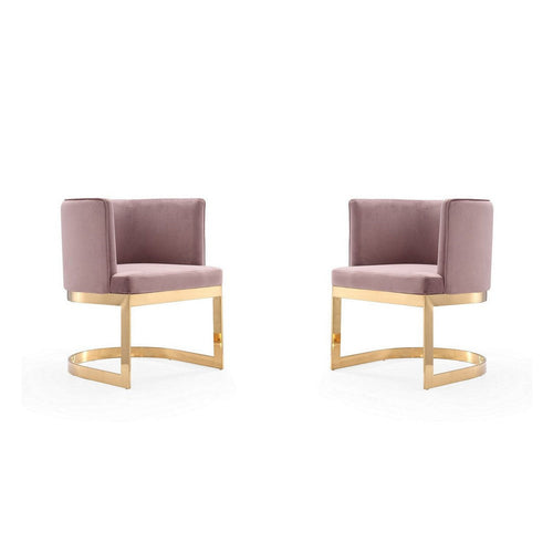 Aura Blush and Polished Brass Velvet Dining Chair (Set of 2)