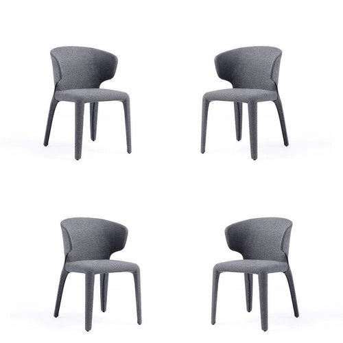 Conrad Modern Woven Tweed Dining Chair in Grey (Set of 4)