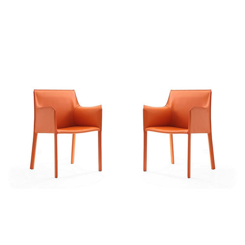 Paris Coral Saddle Leather Armchair (Set of 2)