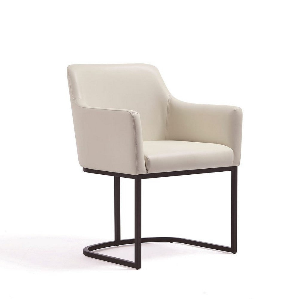 Modern Serena Dining Armchair Upholstered in Leatherette with Steel Legs in Cream - Set of 2 MHC-2-DC056AR-CR