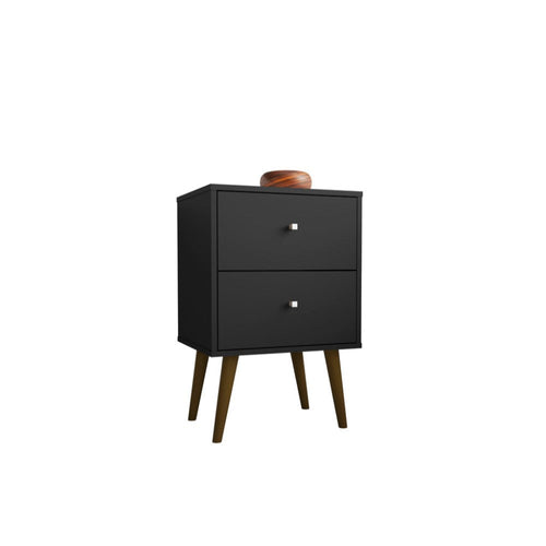 Liberty Mid Century - Modern Nightstand 2.0 with 2 Full Extension Drawers, Black