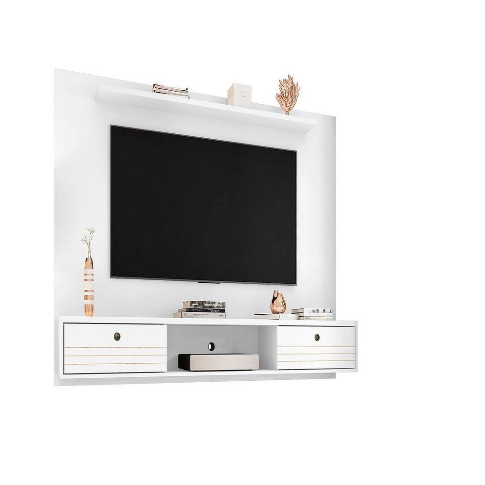 Liberty 70.86 Floating Wall Entertainment Center with Overhead Shelf in White MHC-235BMC6