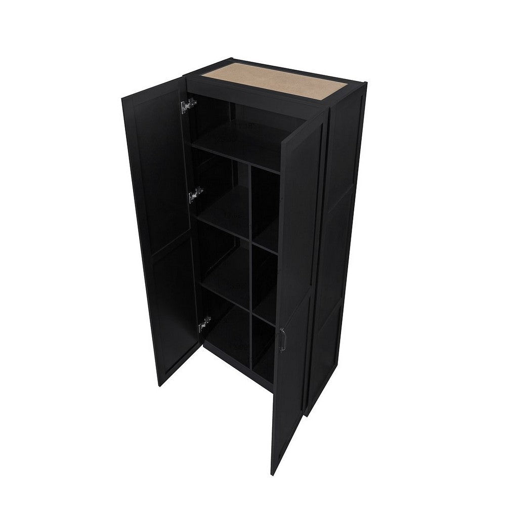 Hopkins Modern Freestanding Storage Closet with 7 Shelves in Black MHC-2GLF-BK