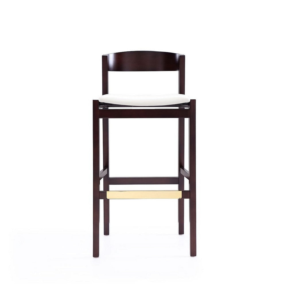 Klismos 40.75 in. Ivory and Dark Walnut Beech Wood Barstool (Set of 3) MHC-3-BS014-IV