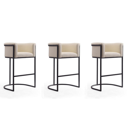 Cosmopolitan 37.8 in. Cream and Black Metal Barstool (Set of 3)