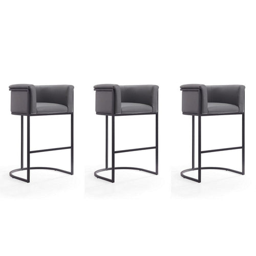 Cosmopolitan 37.8 in. Grey and Black Metal Barstool (Set of 3)