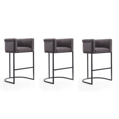 Cosmopolitan 37.8 in. Pebble and Black Metal Barstool (Set of 3)
