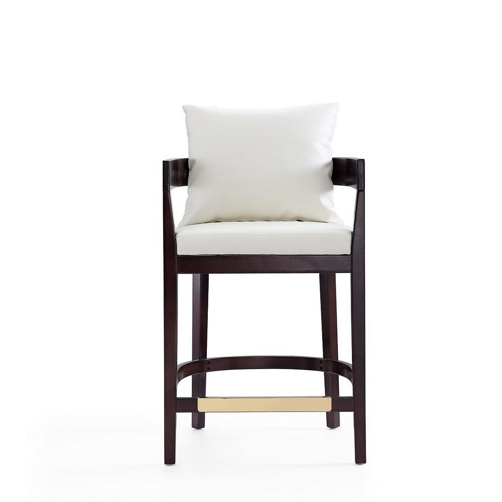 Ritz 34 in. Ivory and Dark Walnut Beech Wood Counter Height Bar Stool (Set of 3) MHC-3-CS006-IV