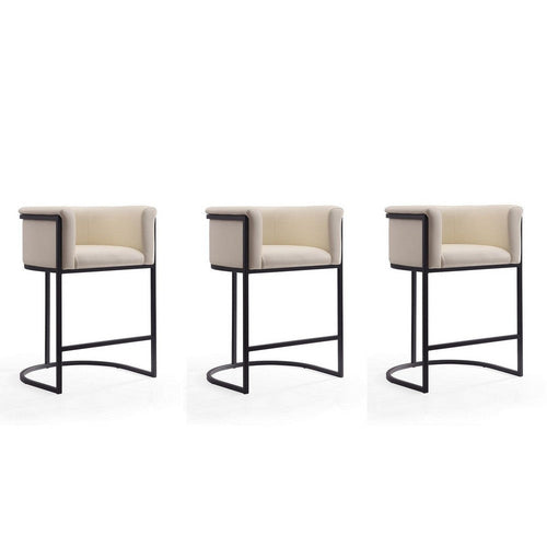 Cosmopolitan 33.8 in. Cream and Black Metal Counter Height Bar Stool (Set of 3)