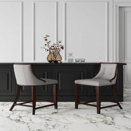 Fifth Avenue Faux Leather Counter Stool in Light Grey (Set of 3)