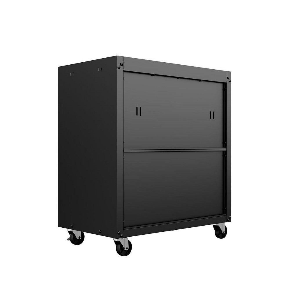 Fortress Textured Metal 31.5’’ Garage Mobile Chest with 3 Full Extension Drawers in Charcoal Grey MHC-4GMCC-CH
