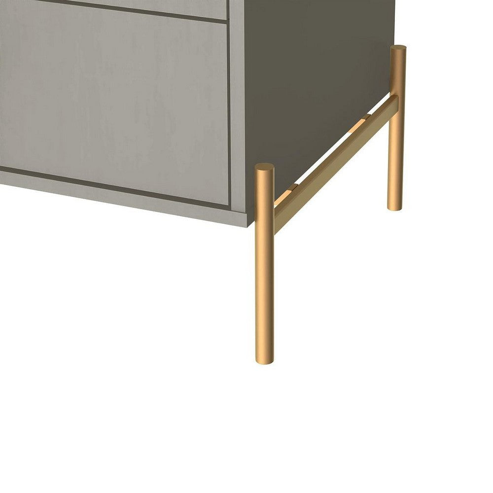 Jasper Nightstand with Steel Gold Legs in Grey Gloss MHC-51352