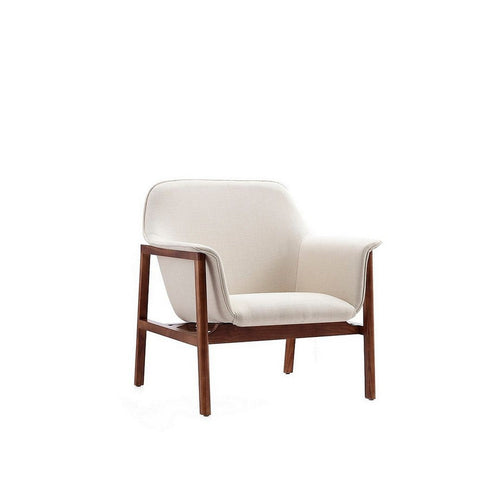 Miller Cream and Walnut Linen Weave Accent Chair
