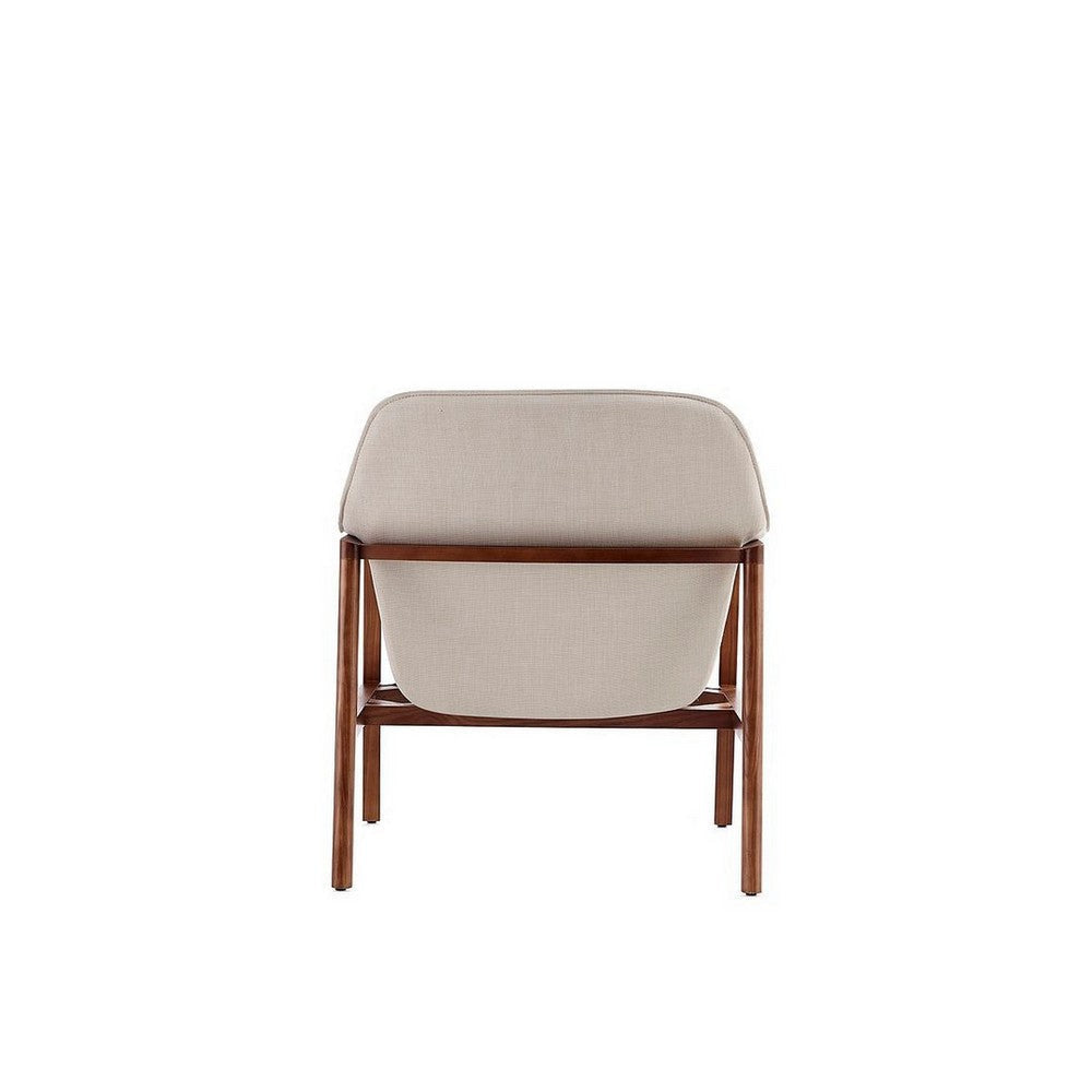 Miller Cream and Walnut Linen Weave Accent Chair MHC-AC007-CR