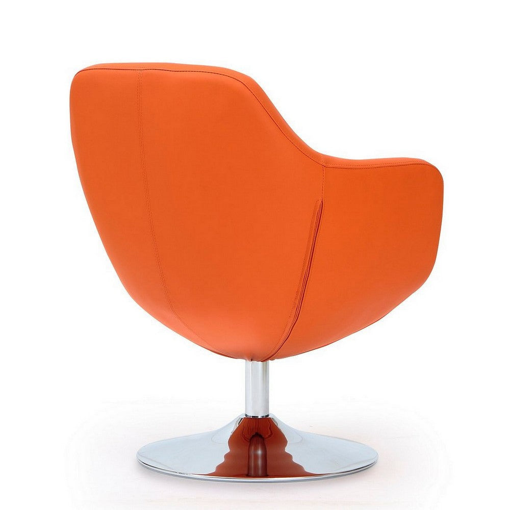 Caisson Orange and Polished Chrome Faux Leather Swivel Accent Chair MHC-AC028-OR