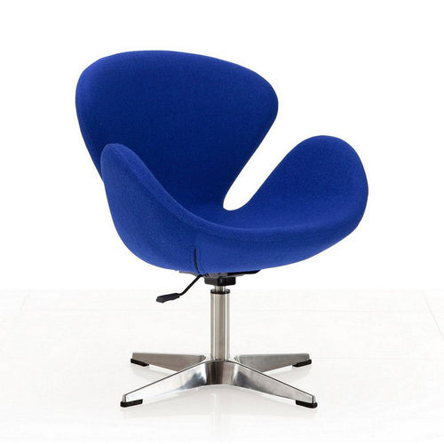 Raspberry Blue and Polished Chrome Wool Blend Adjustable Swivel Chair