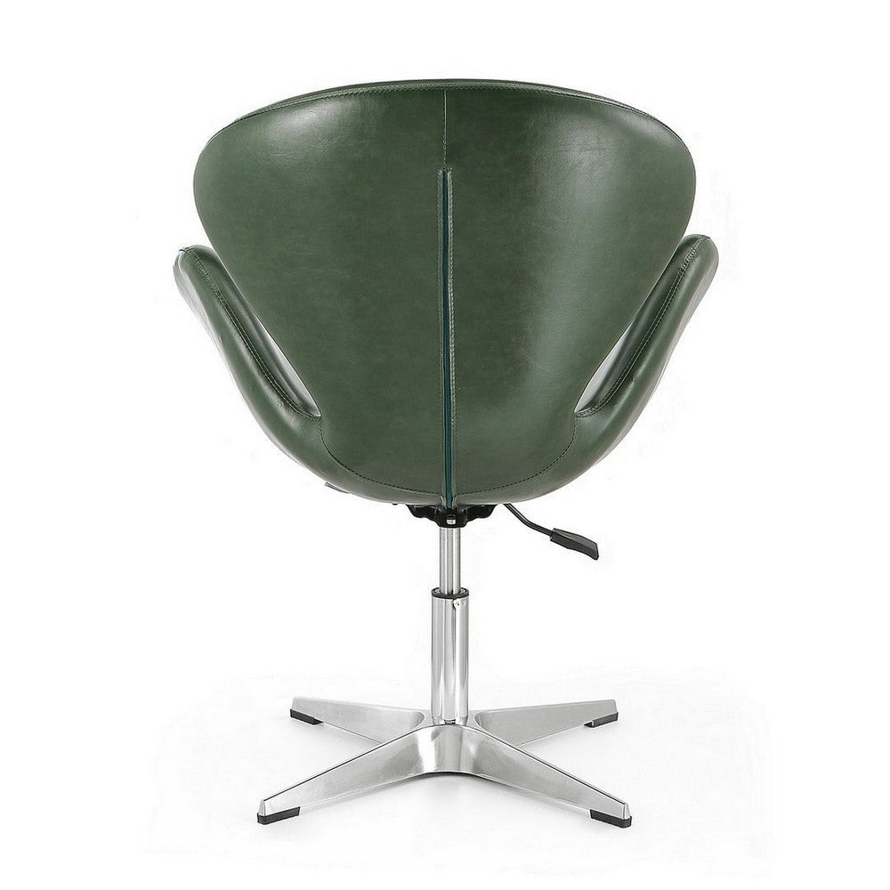 Raspberry Forest Green and Polished Chrome Faux Leather Adjustable Swivel Chair MHC-AC038-FG