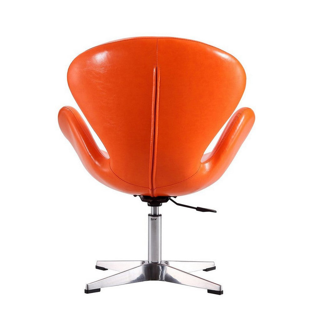 Raspberry Tangerine and Polished Chrome Faux Leather Adjustable Swivel Chair MHC-AC038-TR