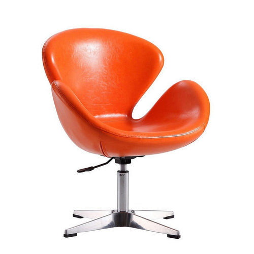 Raspberry Tangerine and Polished Chrome Faux Leather Adjustable Swivel Chair