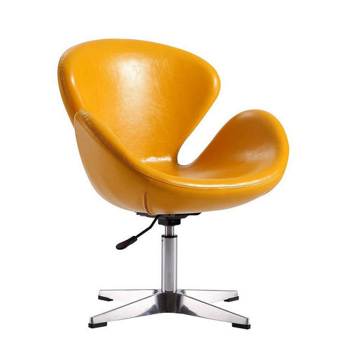 Raspberry Yellow and Polished Chrome Faux Leather Adjustable Swivel Chair