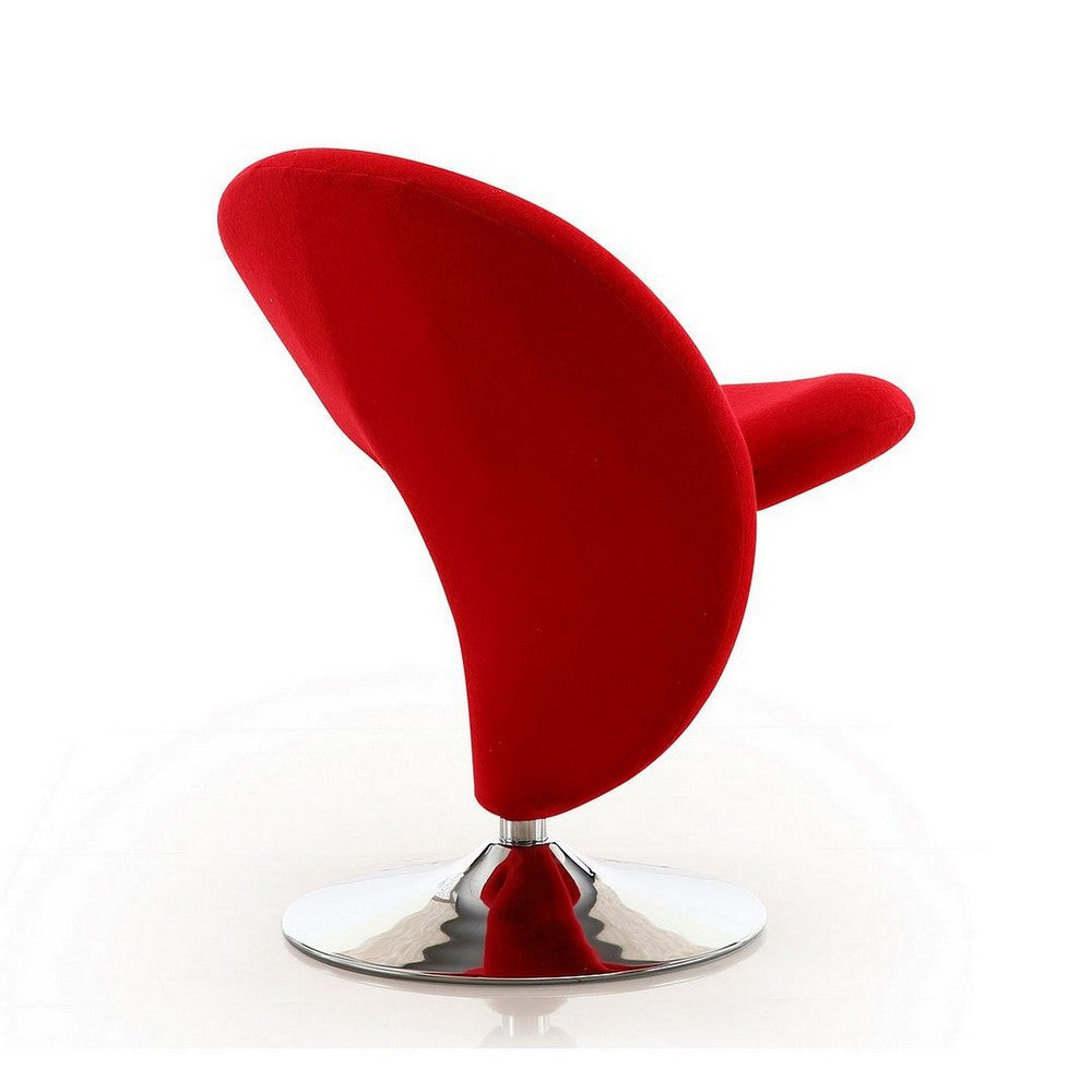 Curl Red and Polished Chrome Wool Blend Swivel Accent Chair MHC-AC040-RD