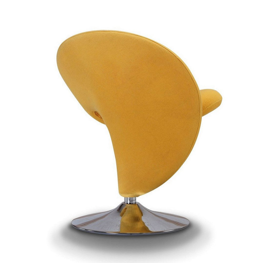 Curl Yellow and Polished Chrome Wool Blend Swivel Accent Chair MHC-AC040-YL