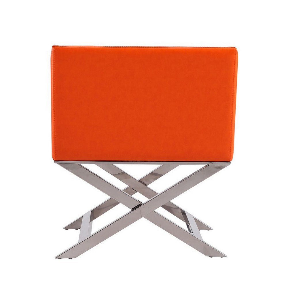 Hollywood Orange and Polished Chrome Faux Leather Lounge Accent Chair MHC-AC050-OR