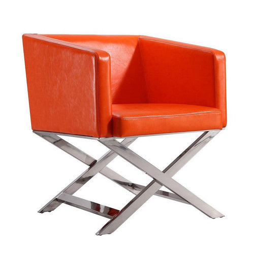 Hollywood Orange and Polished Chrome Faux Leather Lounge Accent Chair