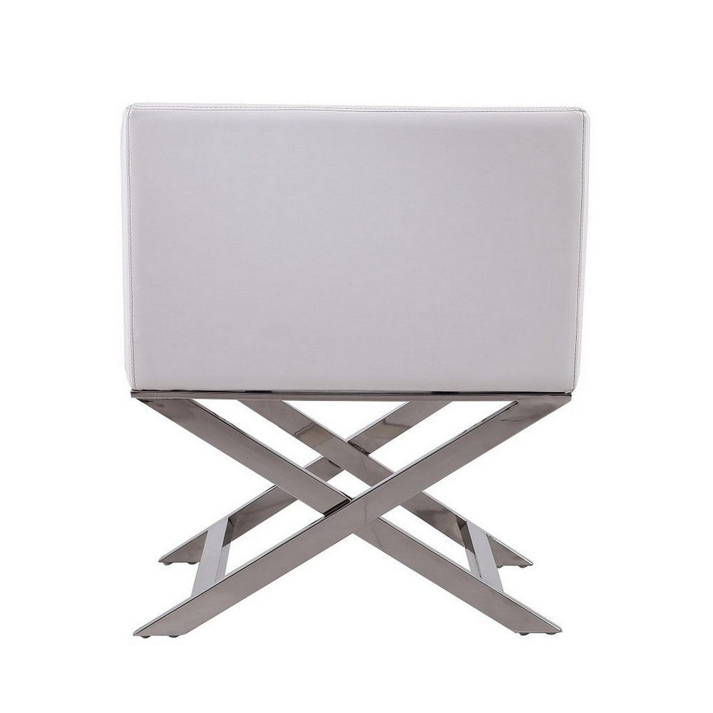 Hollywood White and Polished Chrome Faux Leather Lounge Accent Chair MHC-AC050-WH