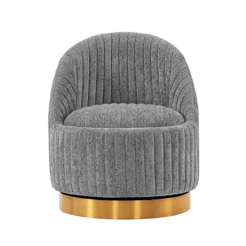 Modern Leela Swivel Boucle Accent Chair in Grey