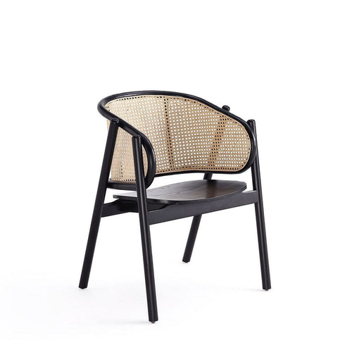 Versailles Armchair in Black and Natural Cane