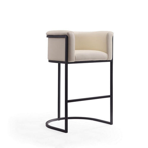 Cosmopolitan 37.8 in. Cream and Black Metal Barstool