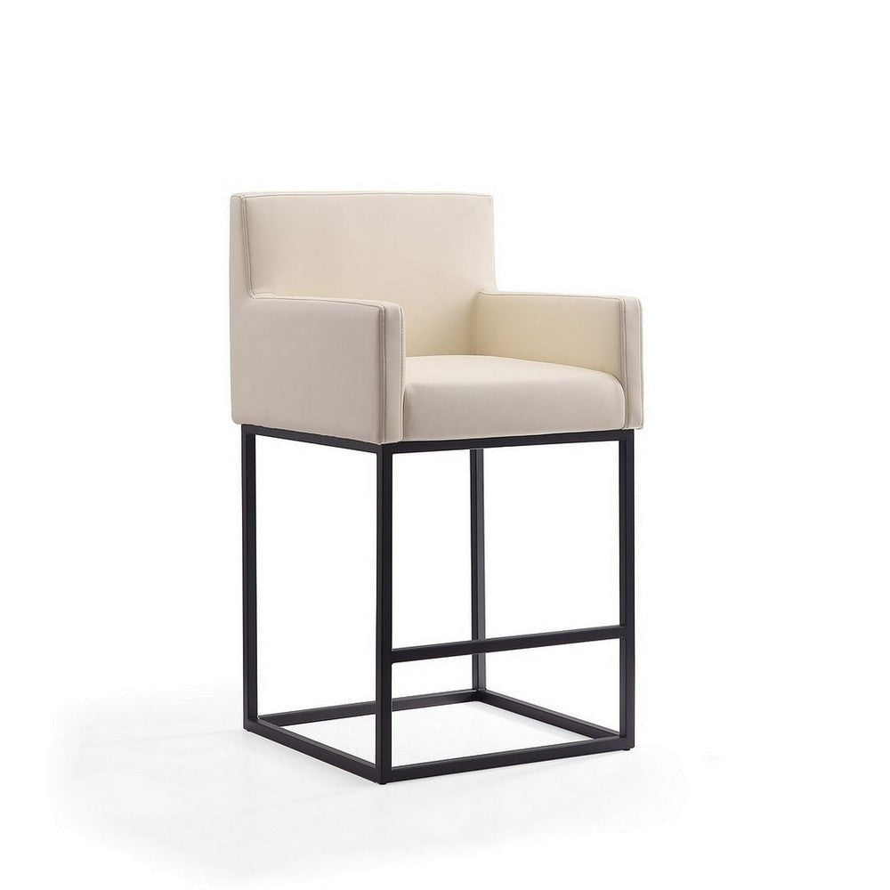 Ambassador 42 in. Cream and Black Metal Barstool MHC-BS017-CR
