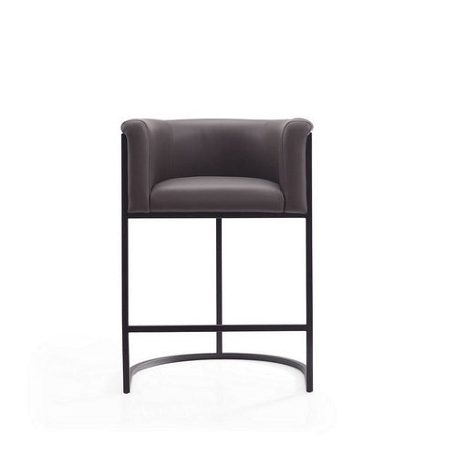 Cosmopolitan 33.8 in. Pebble and Black Metal Counter Height Bar Stool