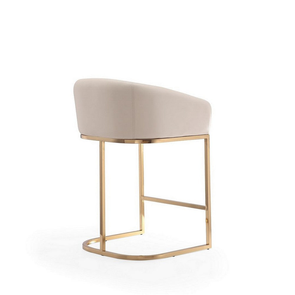 Louvre 36 in. Cream and Titanium Gold Stainless Steel Counter Height Bar Stool MHC-CS009-CR