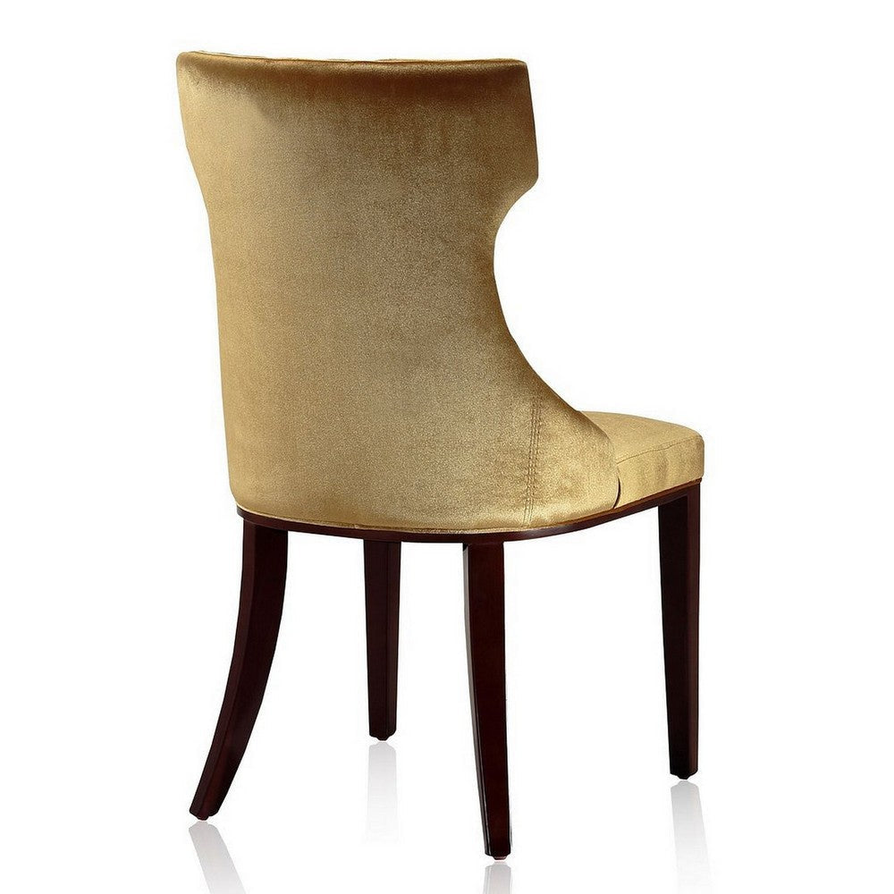 Reine Antique Gold and Walnut Velvet Dining Chair (Set of Two) MHC-DC007-AG
