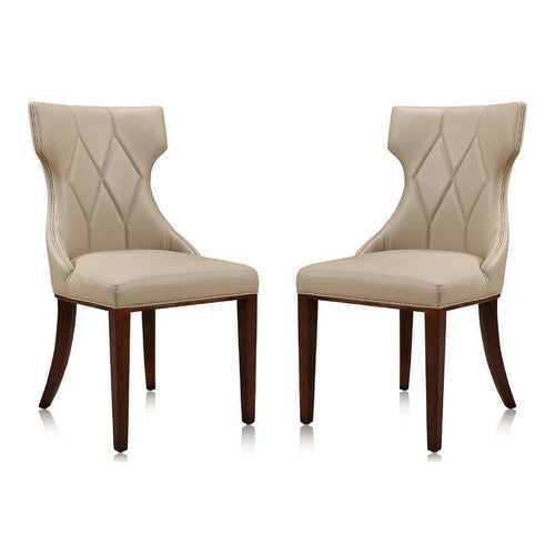 Reine Cream and Walnut Faux Leather Dining Chair (Set of Two)