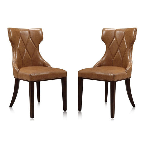 Reine Saddle and Walnut Faux Leather Dining Chair (Set of Two)