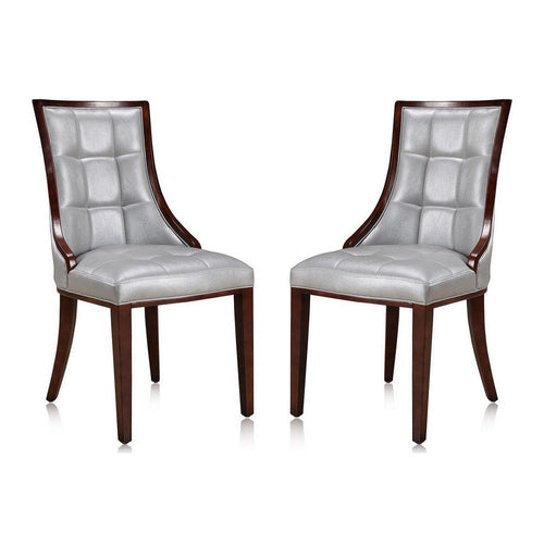 Fifth Avenue Silver and Walnut Faux Leather Dining Chair (Set of Two)