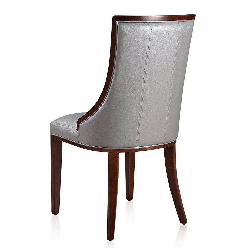 Fifth Avenue Silver and Walnut Faux Leather Dining Chair (Set of Two) MHC-DC008-SV