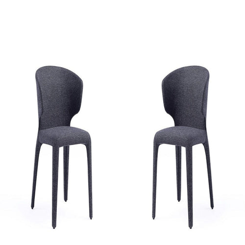 Conrad Modern Woven Tweed Dining Chair in Black (Set of 2)