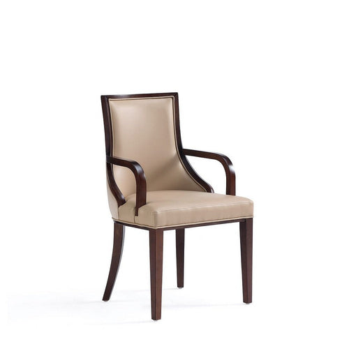 Grand Faux Leather Dining Armchair in Tan with Beech Wood Frame