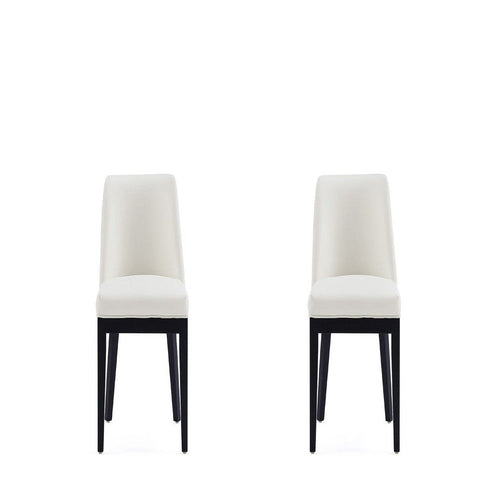 Gansevoort Modern Faux Leather Dining Chair in Cream (Set of 2)