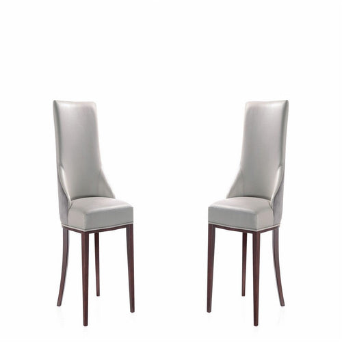 Shubert Modern Faux Leather and Velvet Dining Chair in Light Grey (Set of 2)