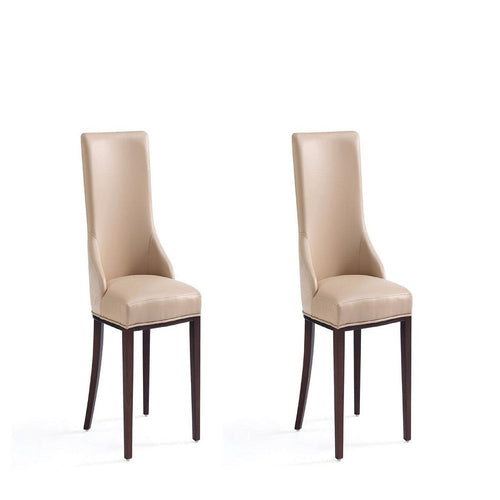 Shubert Modern Faux Leather and Velvet Dining Chair in Tan (Set of 2)